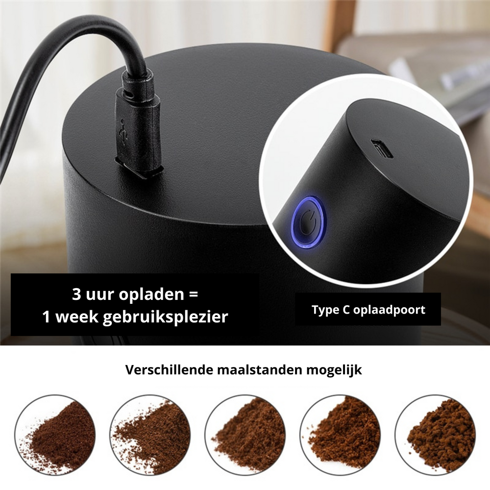 Optimized Product Title: **Elektrische Kaffeemühle für Frisch Gemahlenen Kaffee – Perfekt für Zuhause und Unterwegs** 

This title includes relevant keywords while also emphasizing the convenience and versatility of the product.