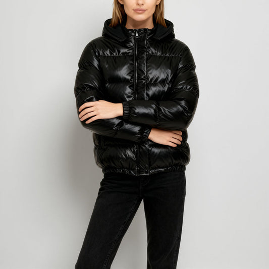 Women's Insulated Puffer Jacket – Hooded Design, Front Closure & Polyamide Blend