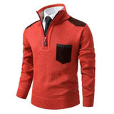 Men's pullover with edge zipper neck and long sleeves – Cedric