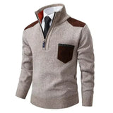 Men's pullover with edge zipper neck and long sleeves – Cedric
