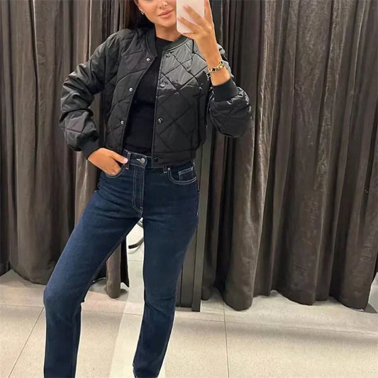 Quilted Cropped Bomber Jacket – Marcella