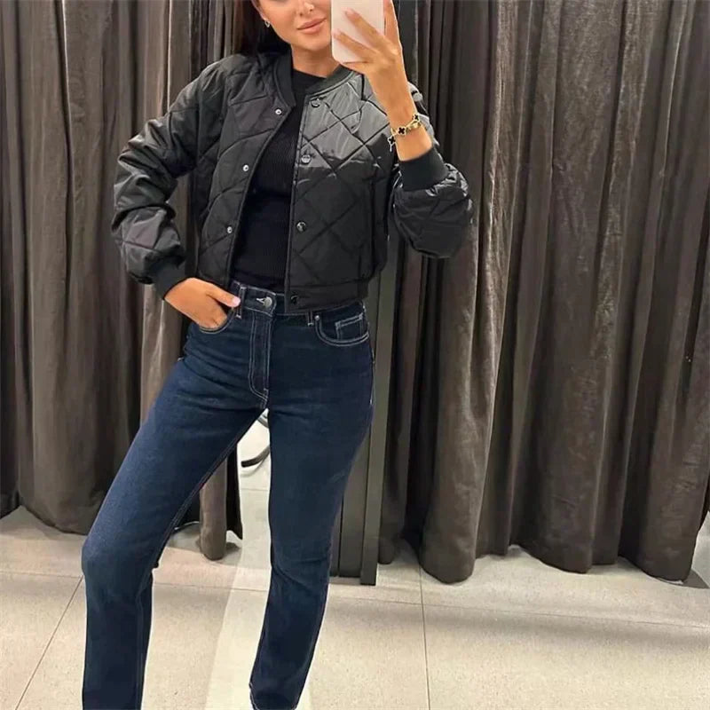Quilted Cropped Bomber Jacket – Marcella