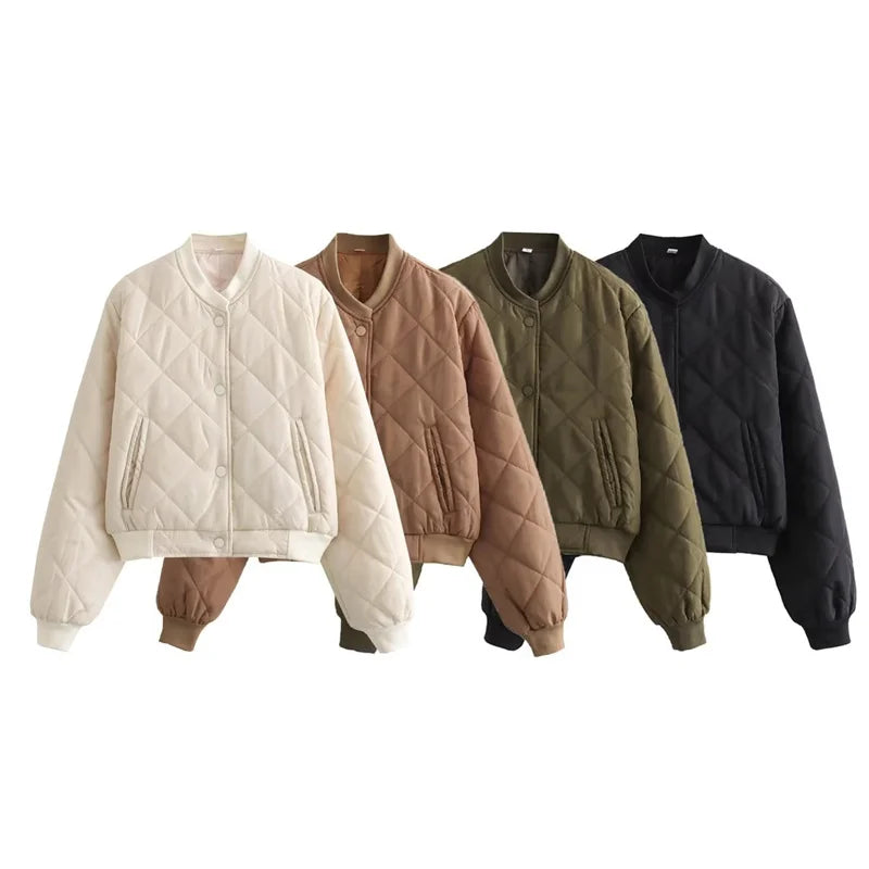 Quilted Cropped Bomber Jacket – Marcella