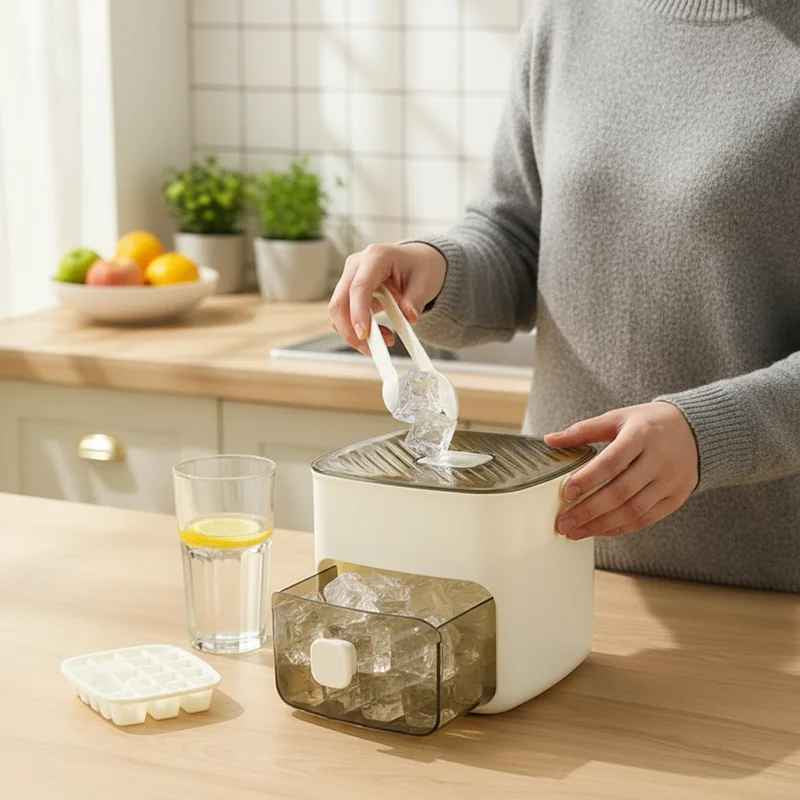 Optimized Product Title: **Eiswürfelbox mit Druckfunktion – 48 mühelos hergestellte, kleckerfreie Eiswürfel für perfekte Erfrischungen**