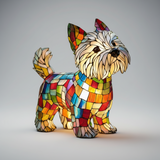 LED Table Lamp Dog Figurine Stained Glass Night Light Bedroom