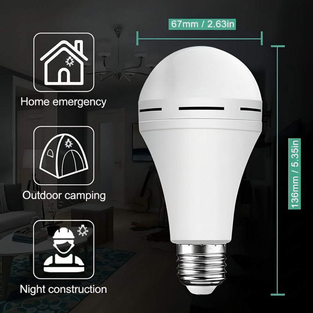 LED Light Bulb Rechargeable Emergency White Power Lighting