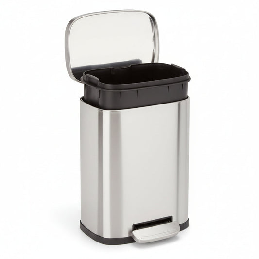 Stainless Steel Trash Can – Small Bathroom, Soft-Close & Pedal Bin