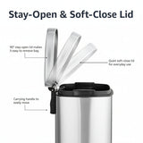 Trash Can Small Bathroom Stainless Steel Soft Close Pedal Bin