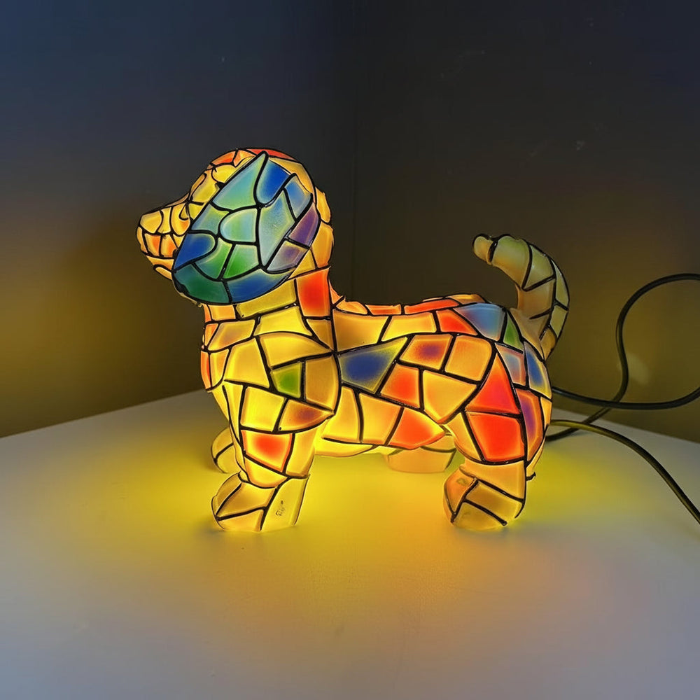 Table Lamp Resin Dog Figurine Decorative Accent Light