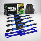 Ratchet Straps Cargo Retractable Tie Down Heavy Duty Hook Set