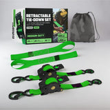 Ratchet Straps Cargo Retractable Tie Down Heavy Duty Hook Set