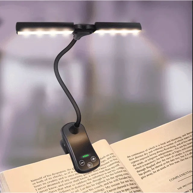 Rechargeable LED Book Light – Flexible Gooseneck, 3 Color Modes & 5 Brightness Levels