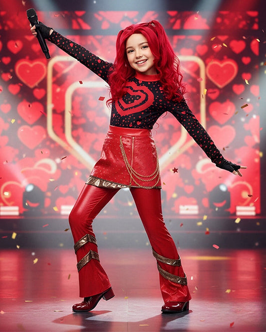 Red Heart-Themed 5-Piece Princess Costume Set