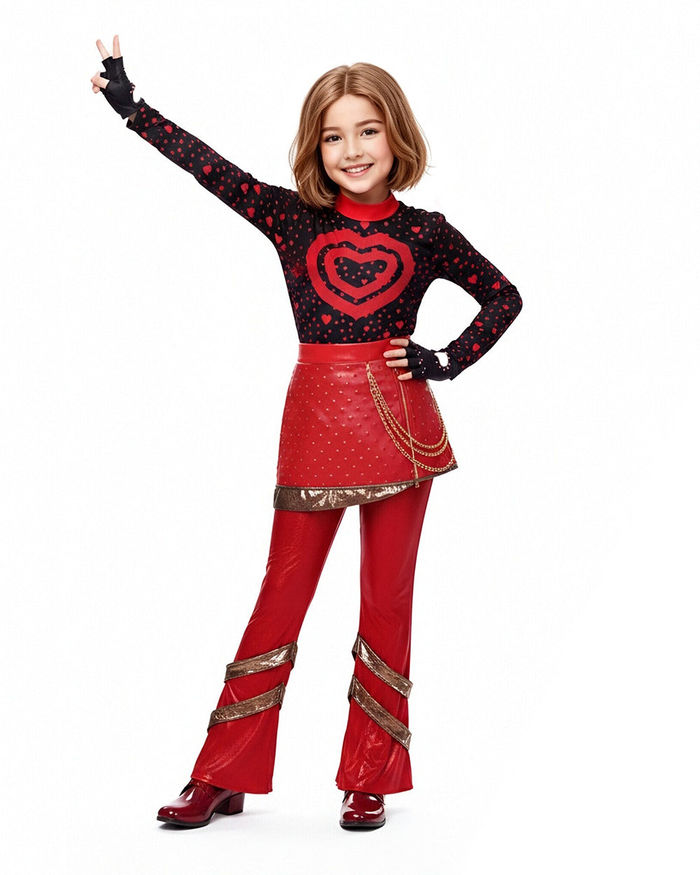 Red Heart-Themed 5-Piece Princess Costume Set
