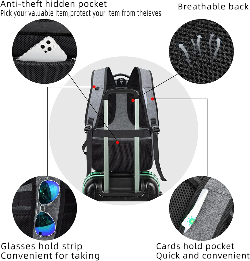 Anti-Theft Laptop Backpack – USB Charging Port, Hidden Pocket & Water-Resistant
