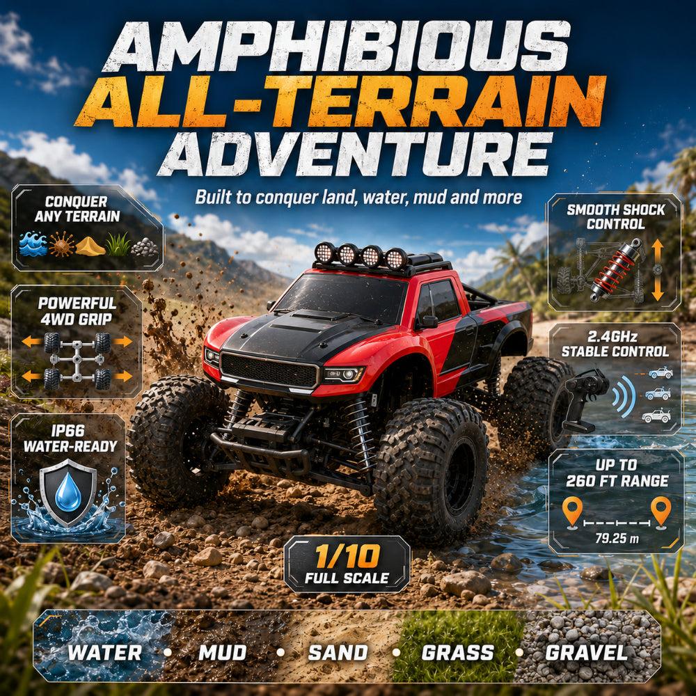 Remote Control Monster Truck Amphibious All Terrain Adventure