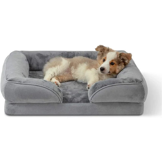 Orthopedic gray dog sofa bed