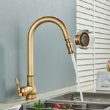 Retro Brass Kitchen Faucet – Antique Finish, 360° Swivel Spout & Single-Lever Mixer
