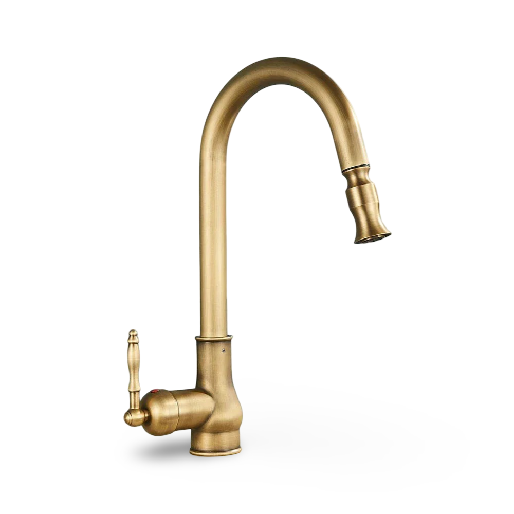 Retro Brass Kitchen Faucet – Antique Finish, 360° Swivel Spout & Single-Lever Mixer