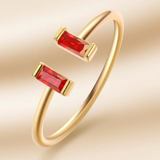 Birthstone Ring – Gold-Tone, Cubic Zirconia & Adjustable Fit