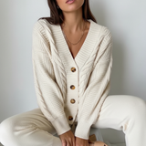 Cable Knit Cardigan With Button Placket - Naomi