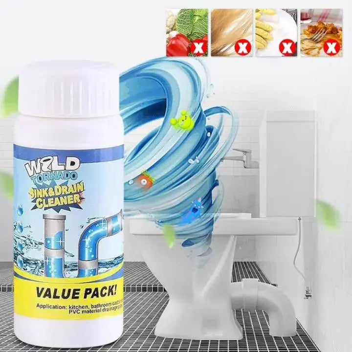 Drain Cleaner Powder – Fast-Acting, Hair & Grease Dissolver, PVC-Safe