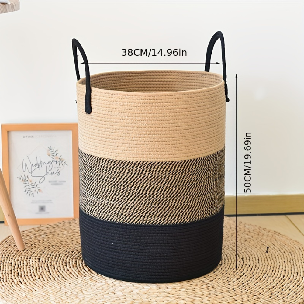 Optimized Product Title: "Runder Baumwoll-Wäschekorb – Geräumig, Stilvoll & Ordentlich – Perfekt für Ihr Zuhause" 

This title includes relevant keywords while emphasizing the product's features and benefits, making it more appealing for Google Shopping.