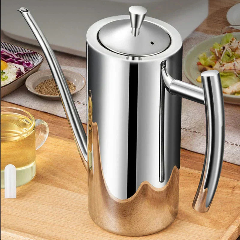Stainless Steel Oil Dispenser Bottle – 18/8 Steel, Drip-Free Spout, 500/700/1000ml