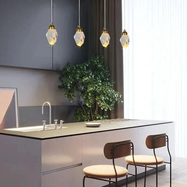 Crystal LED Pendant Light – Faceted K9 Shade, Gold Finish, Warm & Cool White