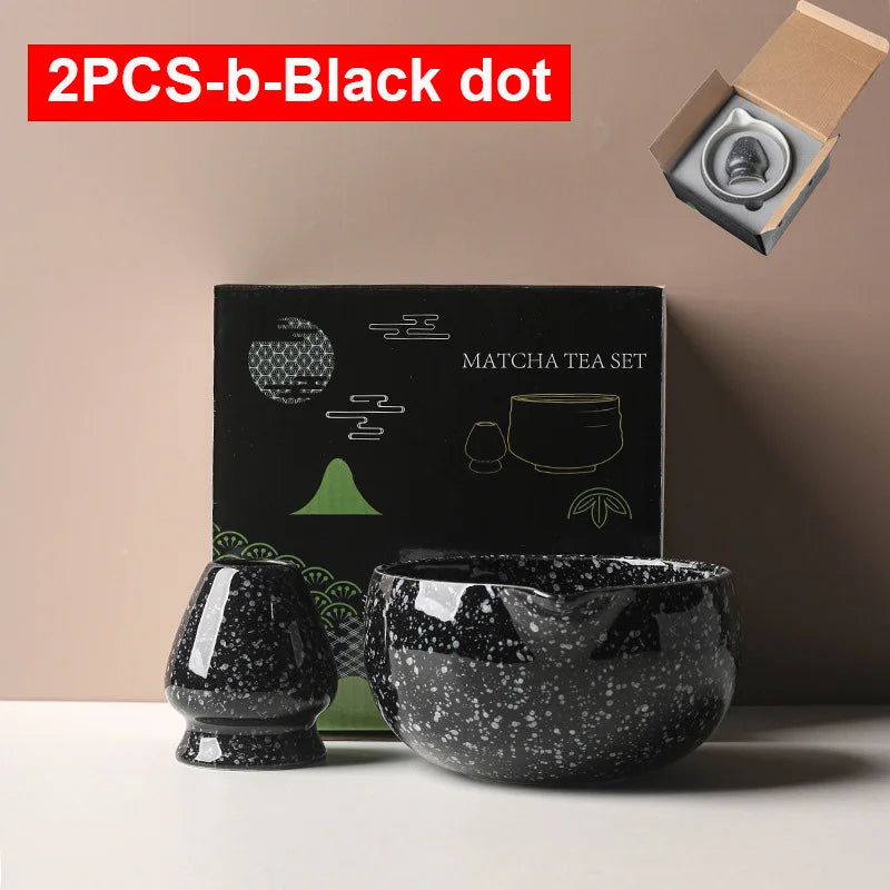 Japanese Matcha Bowl Set Green 550ml Ceramic with Spout for Tea Ceremony