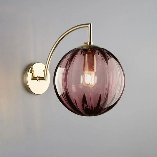 Glass Ball Wall Lamp – Modern Brass Finish, Tinted Glass &amp; Wall-Mounted Design