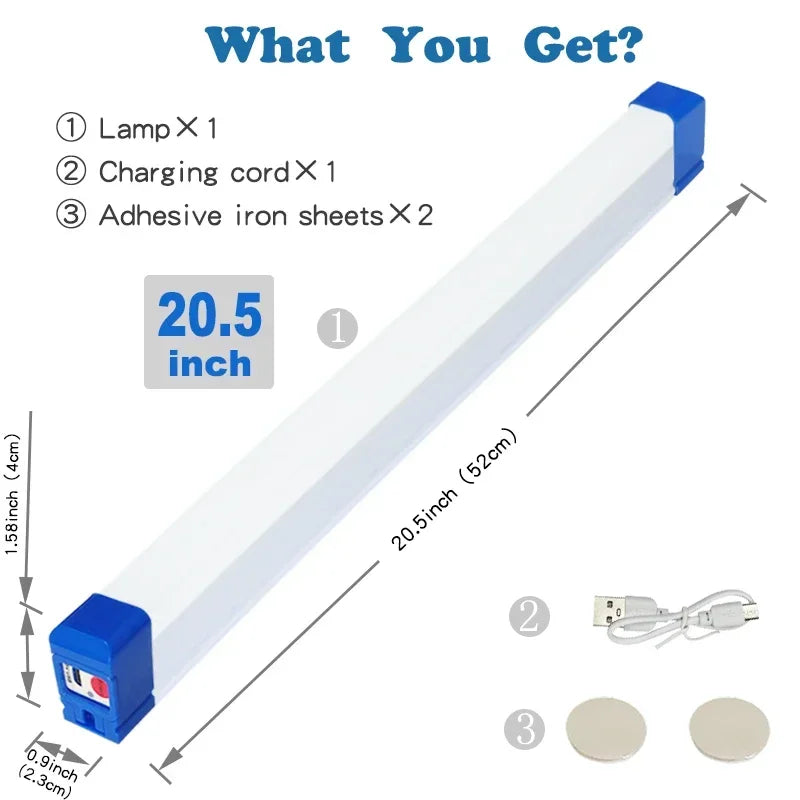 Rechargeable LED Tube Light – Magnetic, USB-Charging & 17/32/52cm Sizes
