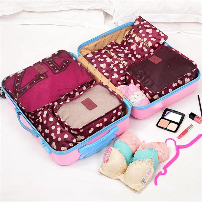 6-Piece Packing Cube Set – Waterproof Polyester, Breathable Mesh & Suitcase Organizer