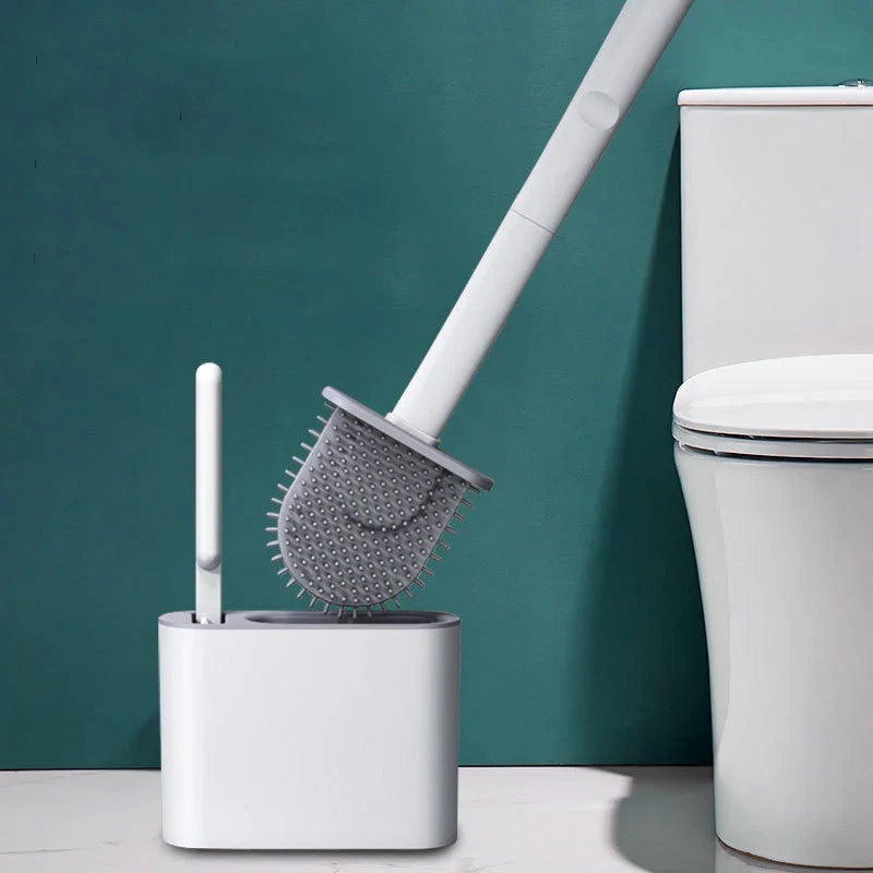 Silicone Toilet Brush – Wall-Mounted Holder, Detail Brush & Quick-Dry