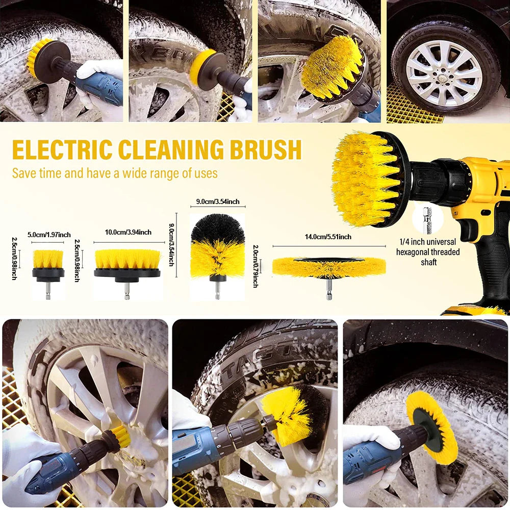 Drill Brush Cleaning Kit – 23-Piece, Nylon Bristles & 6.35mm Hex Shank