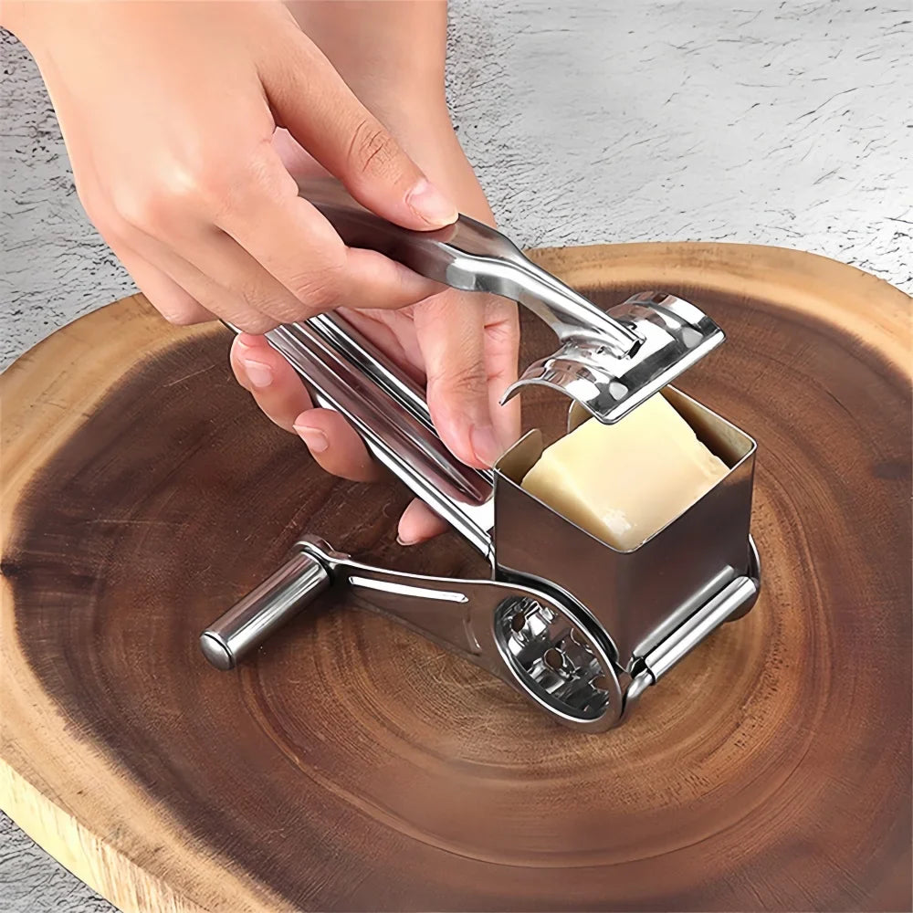 Optimized Product Title: **Edelstahl Rotationsreibe mit Handkurbel – Perfekt für Käse, Gemüse und Obst – Hochwertige Küchenreibe für schnelles und einfaches Raspeln** 

This title includes relevant keywords while providing additional details to attract po