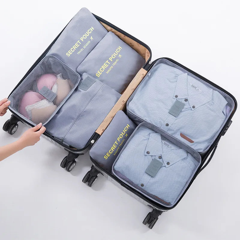 6-Piece Packing Cube Set – Waterproof Polyester, Breathable Mesh & Suitcase Organizer