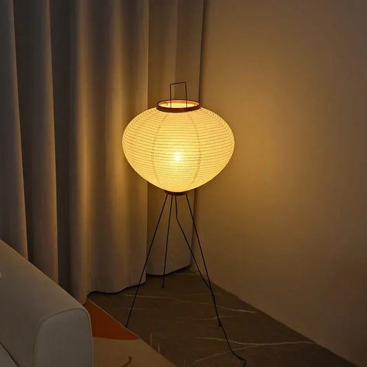Rice Paper Floor Lamp – Japanese Tripod Design, 3 Light Temperatures & E27 Socket