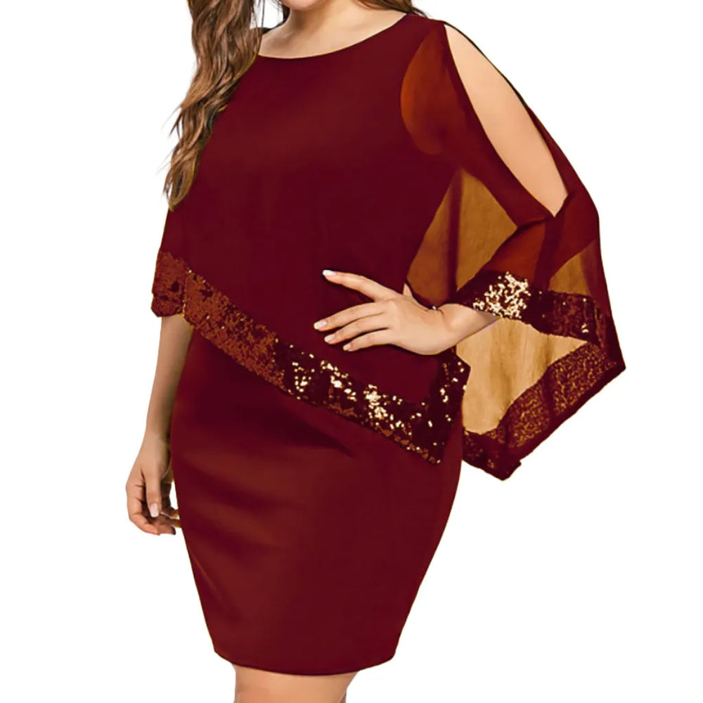 Elegant Plus-Size Sequined Fall Dress - Perfect for Special Occasions