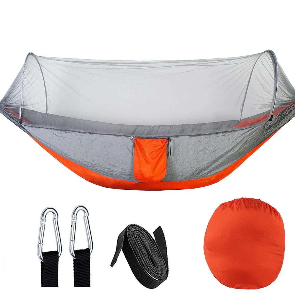 Camping Hammock with Mosquito Net – 210T Parachute Nylon, 200kg Capacity & 260×140cm