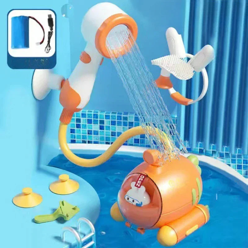 Submarine Bath Toy Shower Head – Gentle Spray, Flexible Hose & Suction Cup Mount