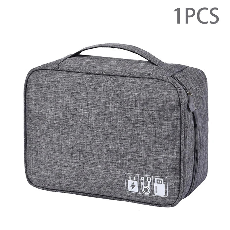Travel Cable Organizer Bag – Water-Repellent Oxford, Dual-Layer Storage & 6 Colors