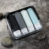 Silicone Travel Bottle Set – 4×90ml, Leak-Proof & Toiletry Bag