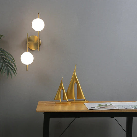 Astra Wall Light – Dual Globe Design, Gold Finish & Frosted Glass