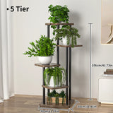 5-Tier Plant Stand – Metal Frame, Wooden Shelves & 33×20×106cm