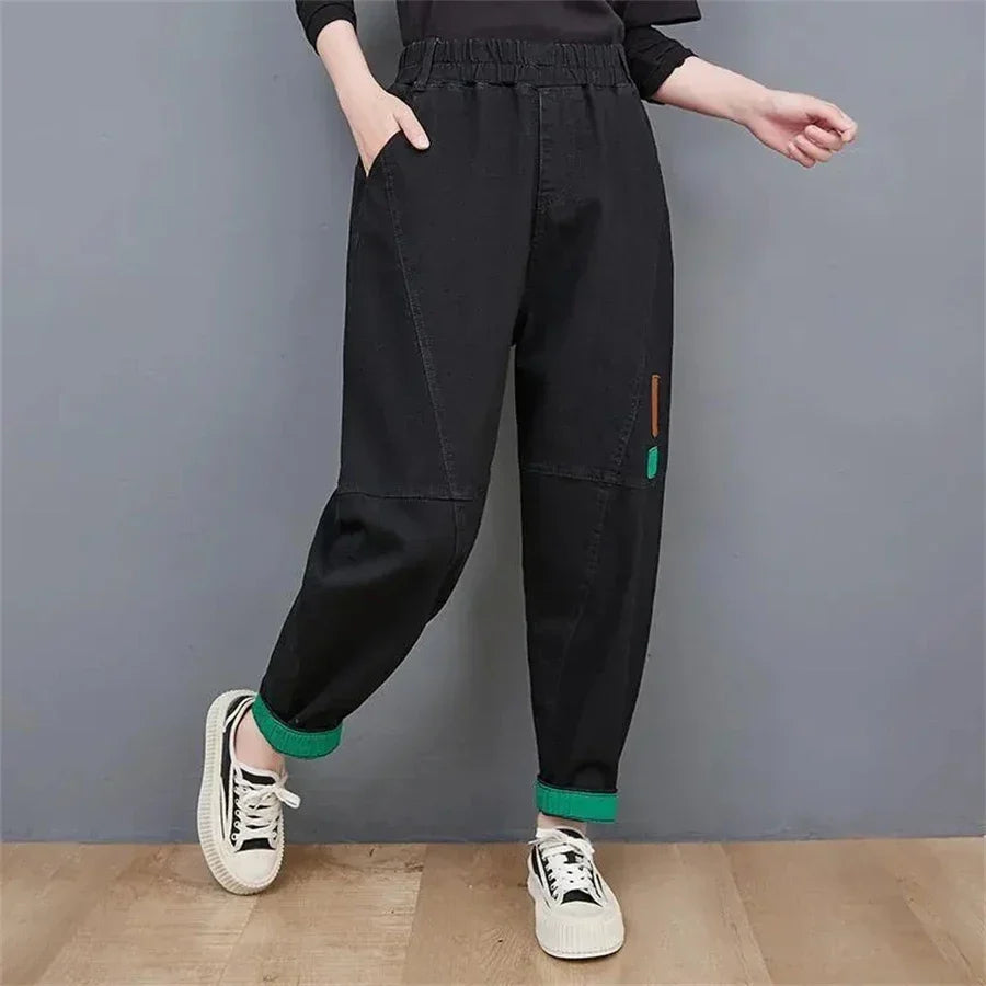 Wide-Leg Oversized Ankle-Length Jeans for Fall - Trendy & Comfortable Women's Denim