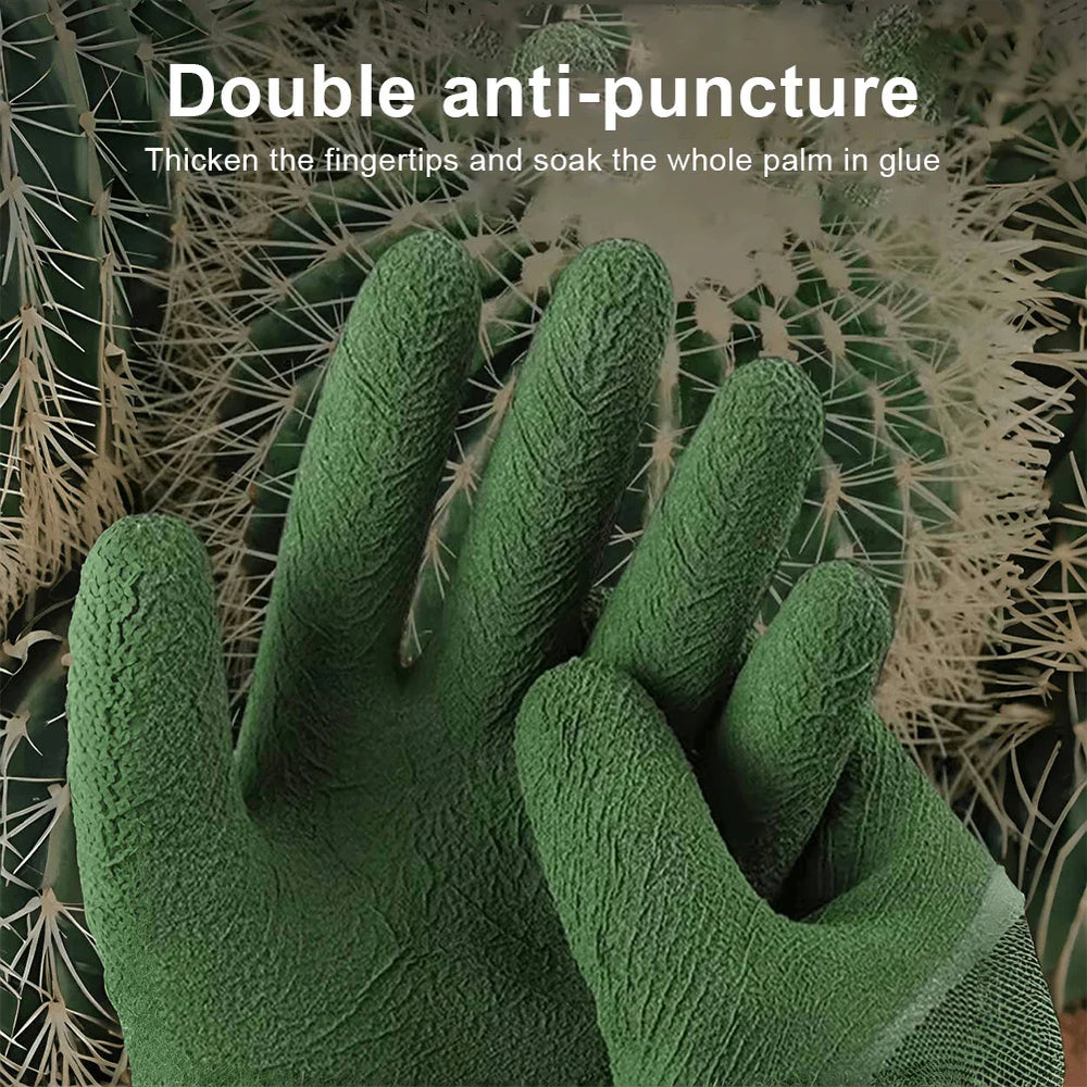 Thorn-Resistant Garden Gloves – Unisex, Waterproof Latex & Breathable Green