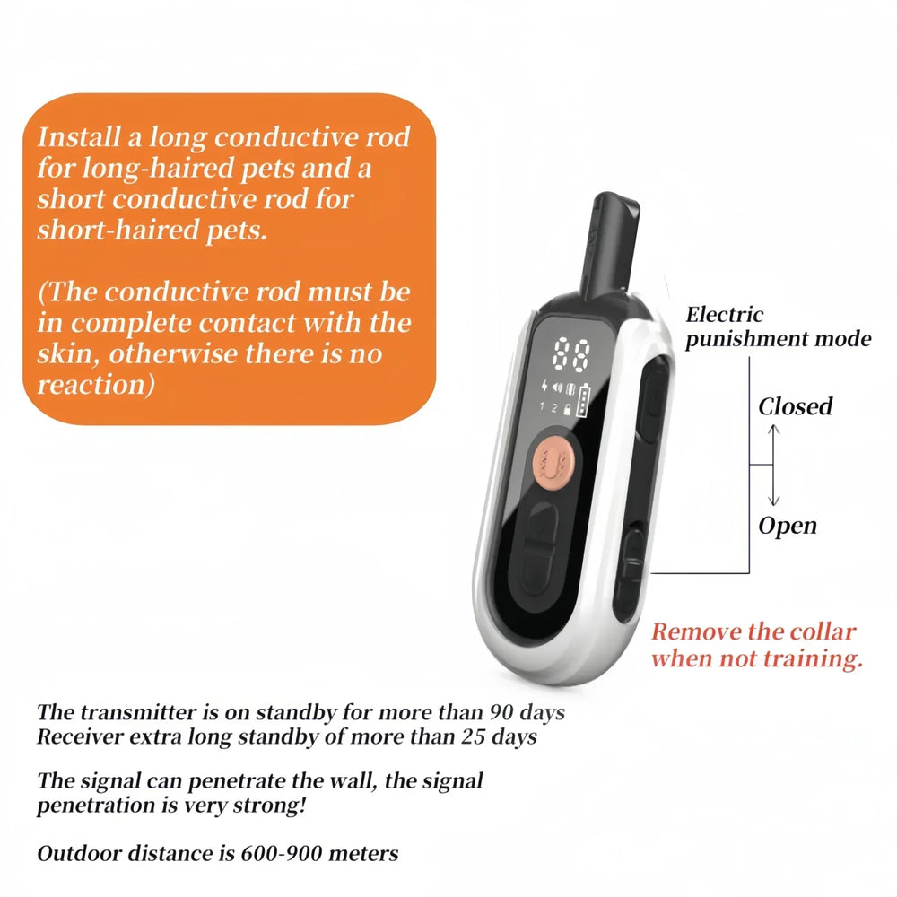 TrainMate – Rechargeable Waterproof Dog Training Collar with Remote Bark Control