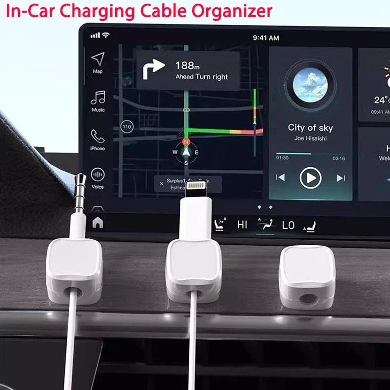 Magnetic Cable Organizer Set – Self-Adhesive, 12-Pack & Desk Cable Clips