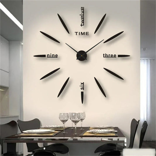3D Acrylic Wall Clock – Self-Adhesive, Quartz Movement & Up to 130cm